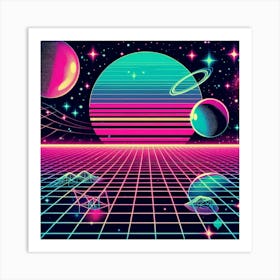 Retro Futuristic Elements,Retro Futuristic Background,Retro Futuristic Templates (3) Art Print