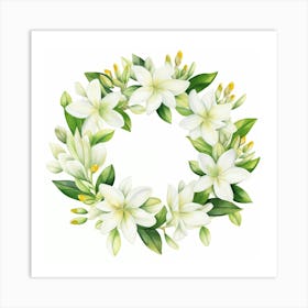 White Lily Wreath Art Print