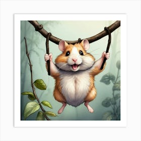 Hamster On A Swing Art Print