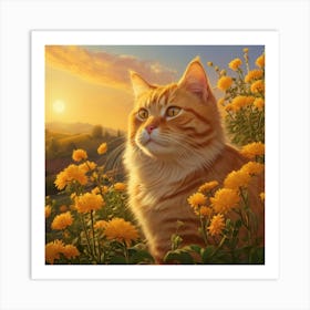 Cat In The Meadow Art Print