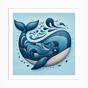 Elegant Wave-Patterned Whale Art Art Print