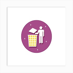 Man Throwing Paper Into A Trash Can Art Print