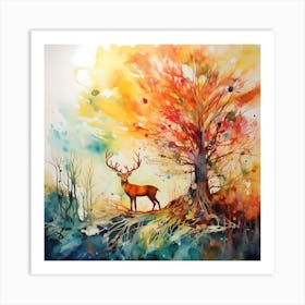 Pigments of Life: Abstract Wildlife Odyssey Art Print