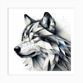 Wolf - Abstract Line Art Illustration 270 Art Print