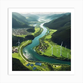 Wind Turbines In The Mountains Art Print