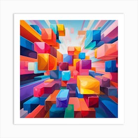 Abstract Cubes Art Print