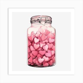 Pink Hearts In A Jar 4 Art Print