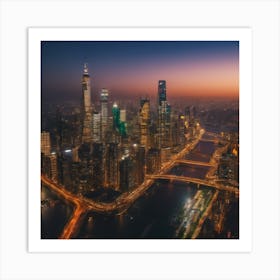 Shanghai Skyline At Dusk Art Print