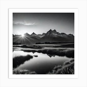 Black And White Mountainscape Art Print