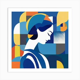 retro  matisse woman portrait  Art Print