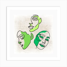 Faces Outline Art Print Art Print