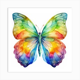 Watercolor Painting Of A Colorful Butterfly With Delicate Wings Art Print