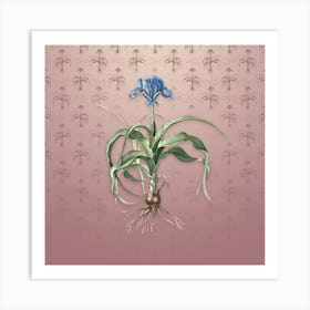Vintage Iris Scorpiodes Botanical on Dusty Pink Pattern n.2212 Art Print