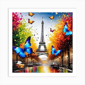 Paris With Butterflies 142 Art Print