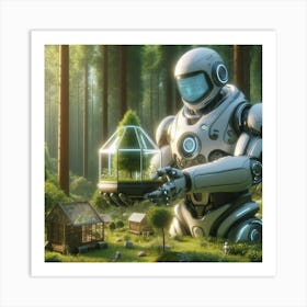 Robot In The Forest 1 Art Print