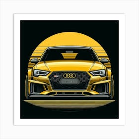 Audi Rs3 sunset black and yellow Art Print