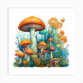 Mushrooms In The Forest 44 Art Print