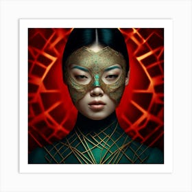 Asian Woman With Mask Art Print