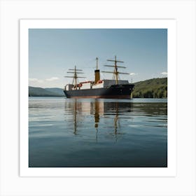 Ship On The Lake Art Print