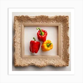 Three Peppers In A Frame Art Print