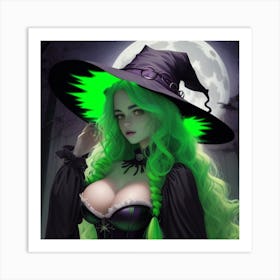 Witch With Green Hair Art Print