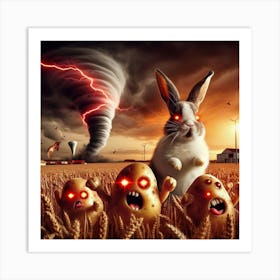 Rabbits In The Field Poster