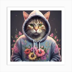 Cat In Hoodie Art Print