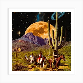 Cowboys In Space Square Art Print