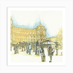 Rainy Summer Day In Munich Square Art Print