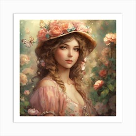 Pretty Girl In A Hat Art Print