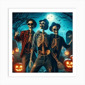 Halloween Skeletons Art Print