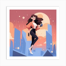 Girl In A City Art Print