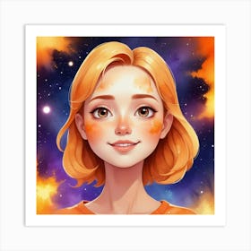 Girl In Space Art Print