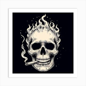Skull With Cigarette Art Print
