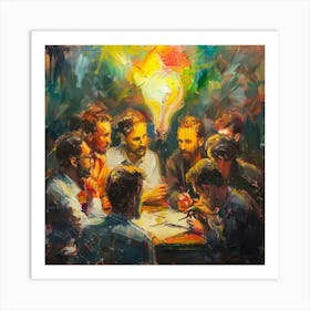 A Team Brainstorming Oil Painting Illustration 1718666037 3 Art Print