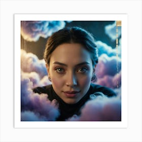 Girl In Clouds Art Print