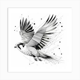 Falcon Fly - Abstract Line Art Illustration 96 Art Print