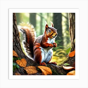 Squirrel In The Forest 340 Art Print