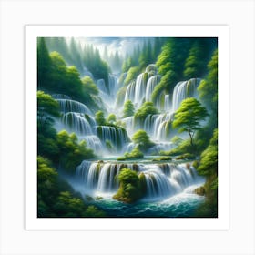 Waterfall In The Forest 8 Art Print