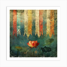 Wesak Banner Texture Featuring Buddhist Prayer F 1 Art Print