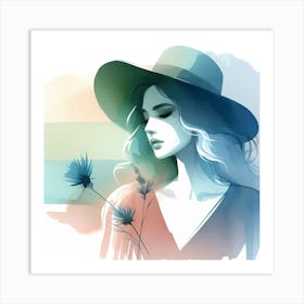 Woman In Hat 6 Art Print