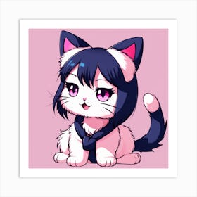 Cute Anime Cat Art Print