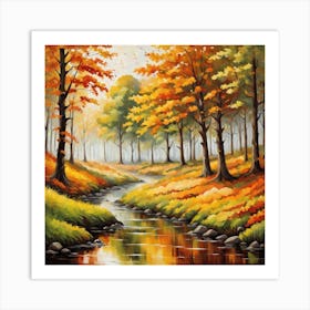 Forest In Autumn In Minimalist Style Square Composition 96 Art Print