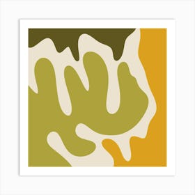 Abstract modern shapes sage and ochre Art Print