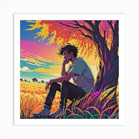 Man In The Field Art Print