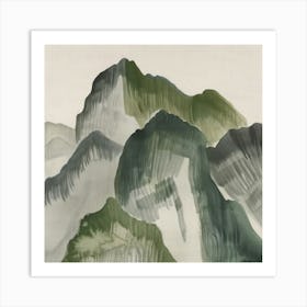 Japanese Watercolour Of Mount Nantai 3 Art Print
