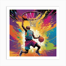 Basketball Player Dunk Art Print