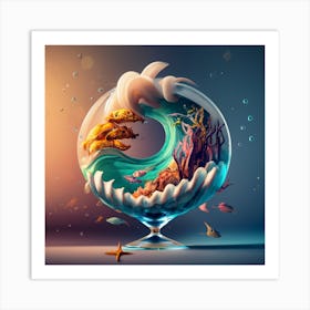 A Tsunami In Vertically Placed Glass With Beauti (3) Art Print