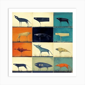 Horisontal Dogs And Half Dogs Art Print