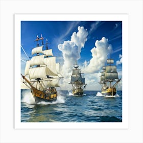 Sailing Ships In The Ocean Art Print